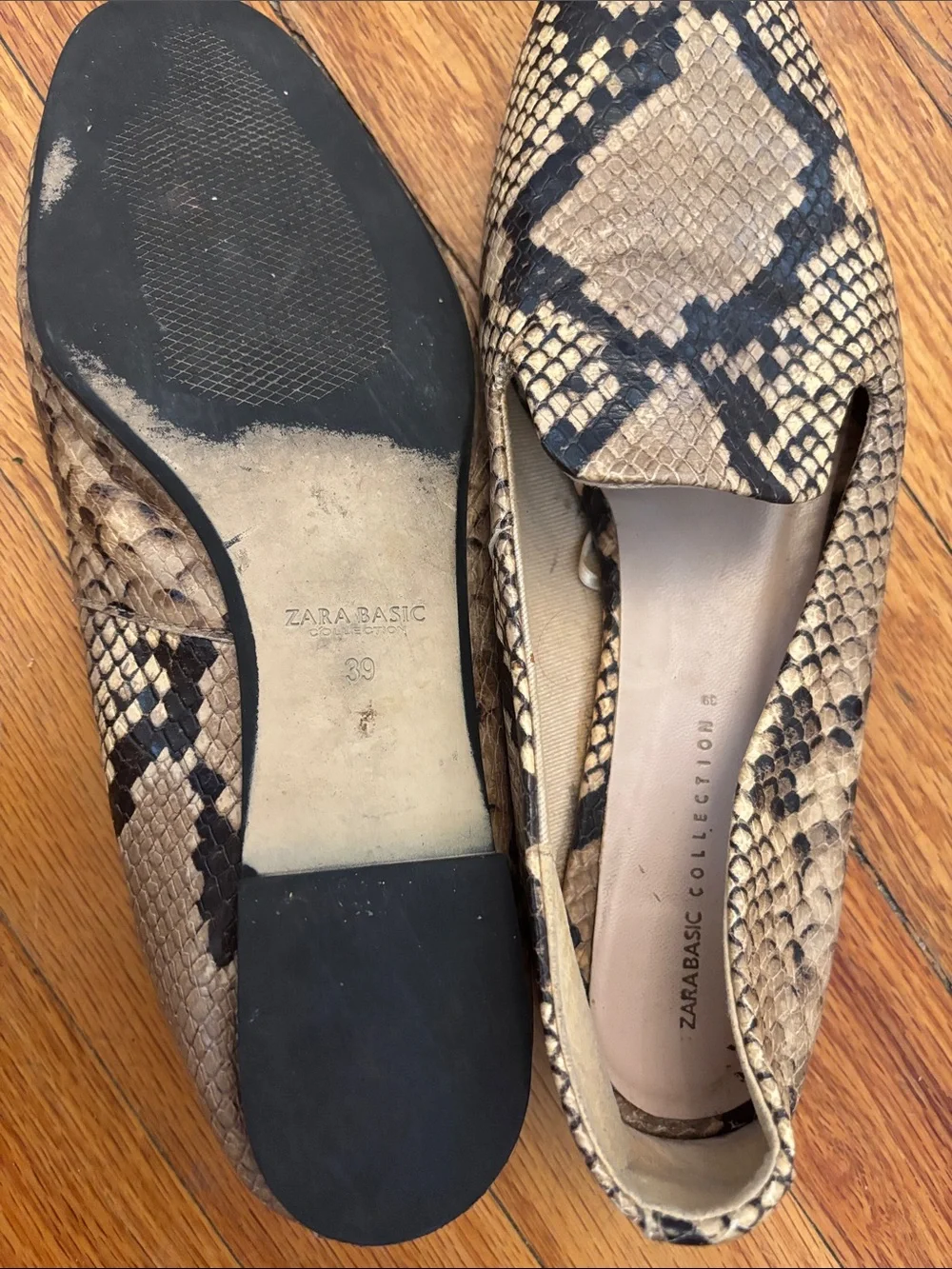 IC COLLECTION Women's Snake Print Loafers in Taupe
